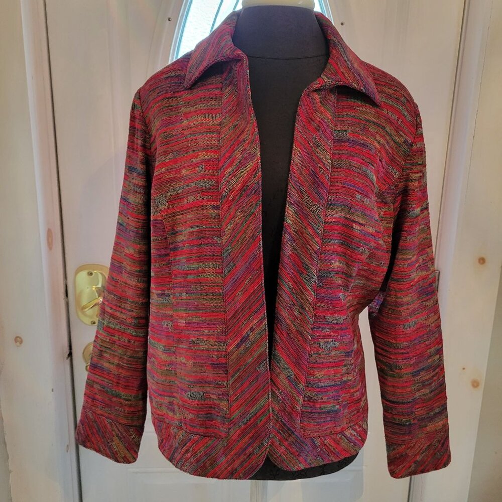 Coldwater Creek Womens Multicolor Tapestry Striped Jacket M